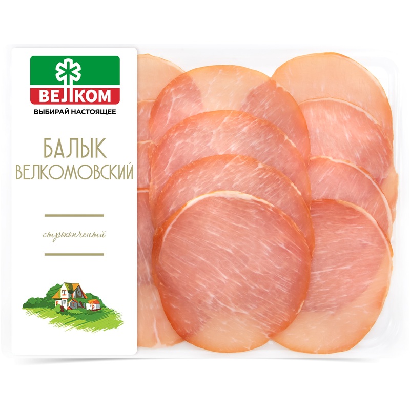 Изображение товара Балык Велком сырокопченый из свинины нарезка 90 г натуральный вкус