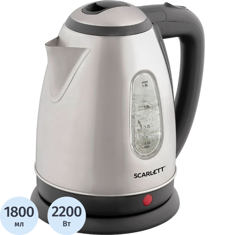 Изображение товара Электрический чайник Scarlett SC-EK21S88 серебристый 1.8 л мощность 2200 Вт