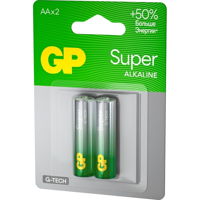 Изображение товара Батарейка АА пальчиковая GP Super (2 штуки в упаковке)