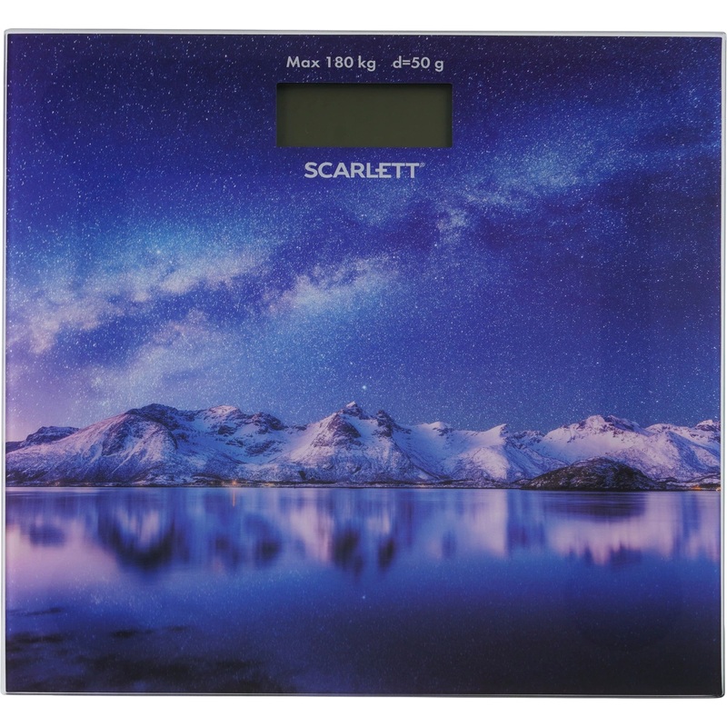Изображение товара Весы напольные Scarlett SC-BS33E022 синие с рисунком Стеклянная платформа