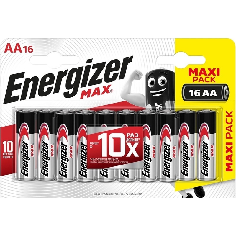 Изображение товара Батарейки AA пальчиковые Energizer E301533101, 16 шт в упаковке