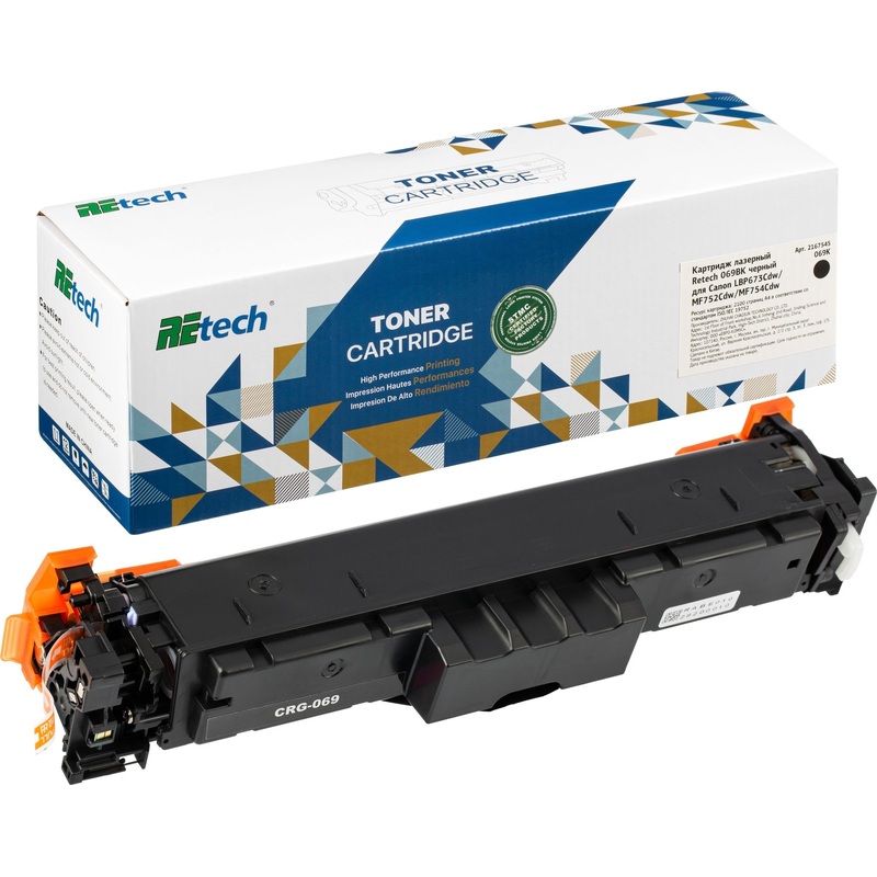 Изображение товара Картридж лазерный Retech 069BK черный для Canon совместимый без чипа