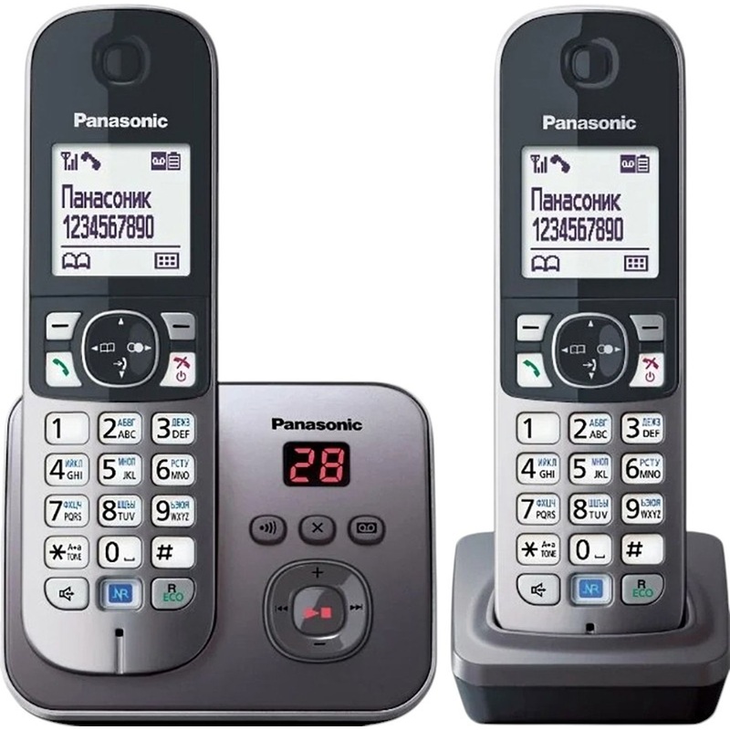 Изображение товара Радиотелефон Panasonic KX-TG6822RUM с двумя трубками серый металлик