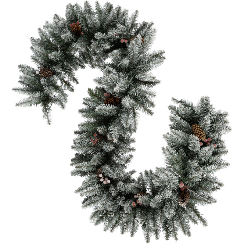 Изображение товара Гирлянда хвойная Morozco заснеженная с шишками и ягодами 180х25 см