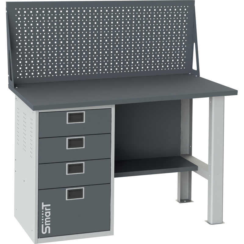 Изображение товара Верстак слесарный Smart 1280.4.S1.0.d (серый/темно-серый, 1286х605х1364 мм)