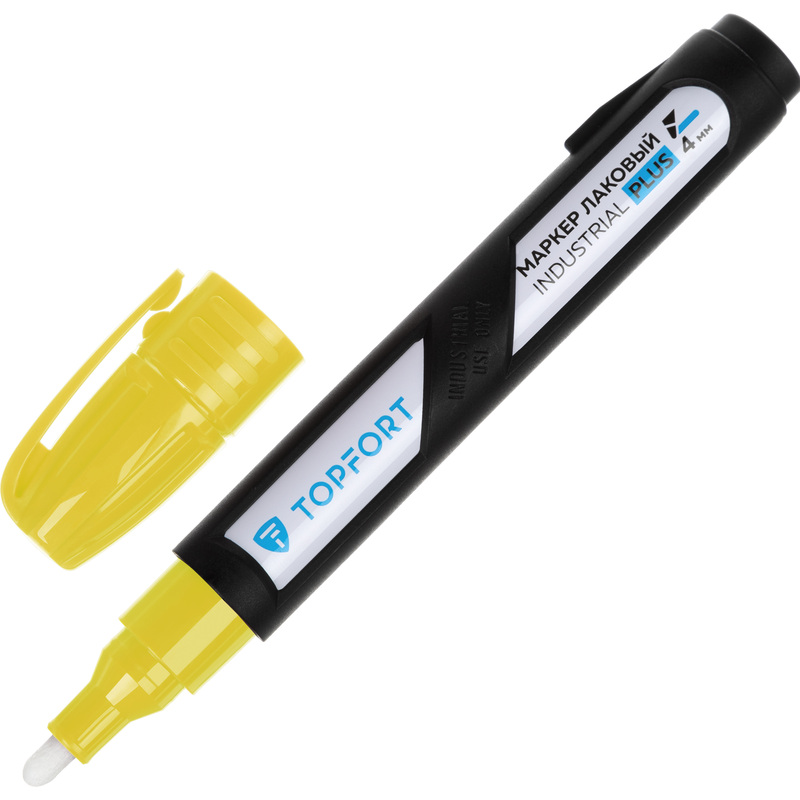 Изображение товара Маркер промышленный лаковый TOPFORT Industrial Plus для агрессивной среды жёлтый 3-4 мм (2096992)