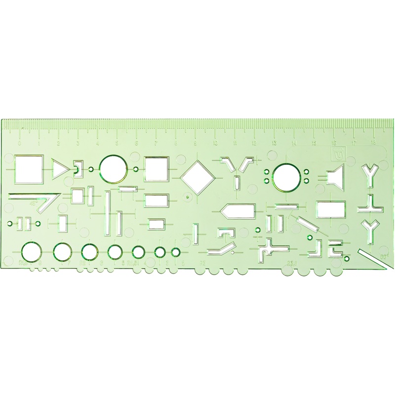 Изображение товара Линейка радиотехническая Attache 18 см пластиковая зеленая прозрачная