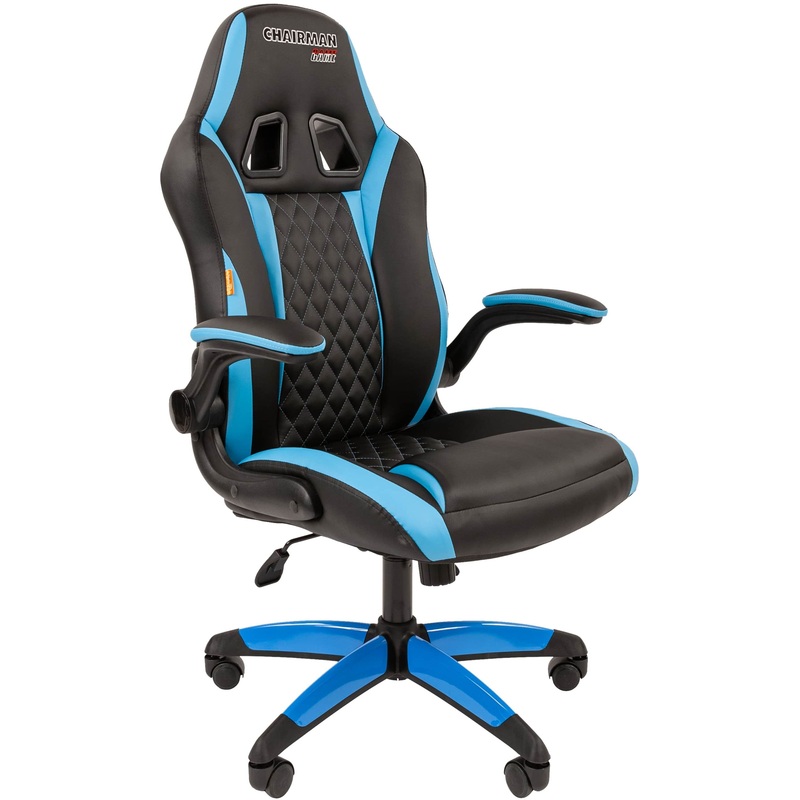 Изображение товара Игровое кресло Chairman Game 15 голубое/черное из экокожи комфортное и стильное