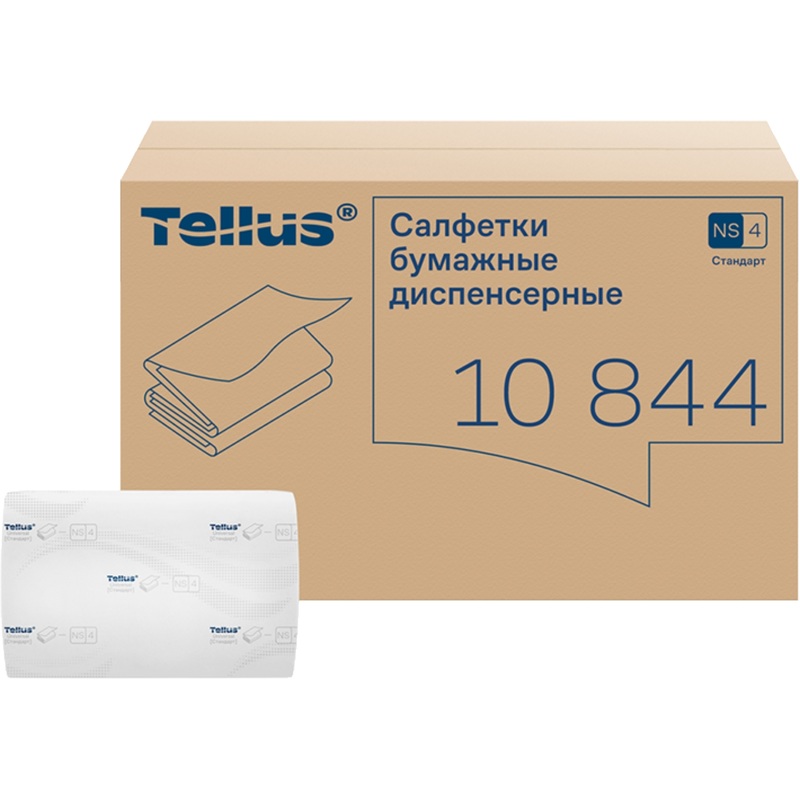 Изображение товара Салфетки бумажные Tellus Стандарт Xpressnap N4 16х23 см белые 2-слойные 200 листов (20 пачек в упаковке)