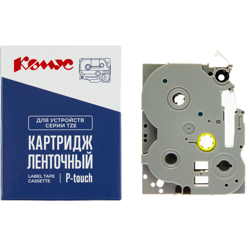 Изображение товара Картридж Комус TZE-231 для принтера этикеток Brother 12 мм 8 м белый шрифт черный