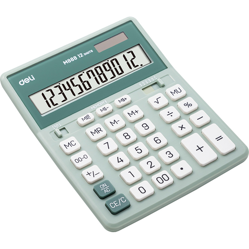 Изображение товара Калькулятор настольный Deli EM888A 12-разрядный мятный 208x162x32 мм