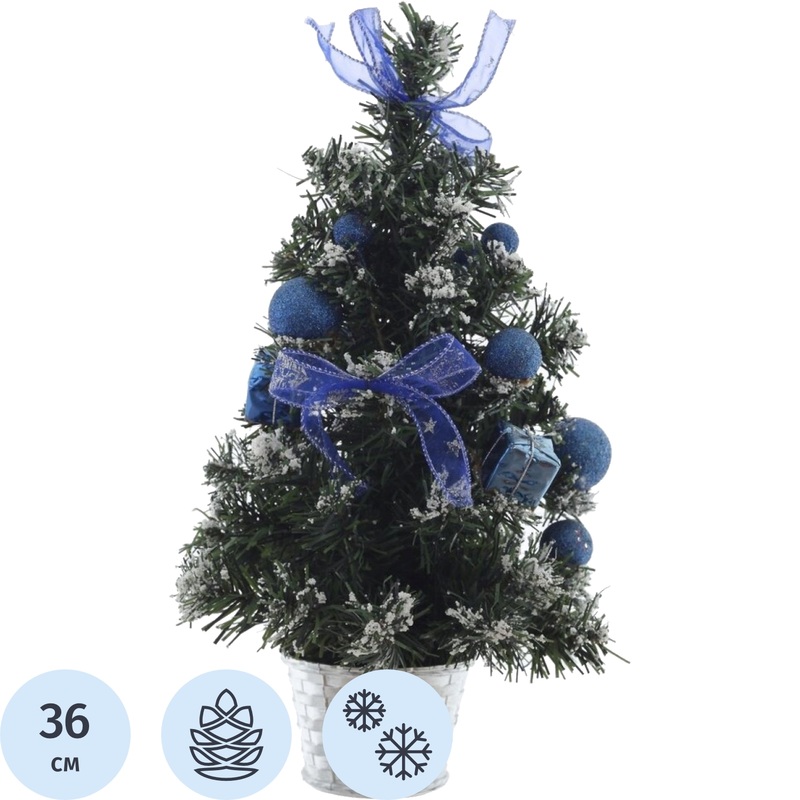 Изображение товара Ёлка искусственная настольная с украшениями 36 см, заснеженная