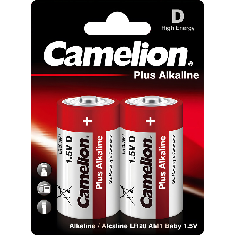 Изображение товара Батарейка D LR20 Camelion Plus 2 шт щелочные для приборов