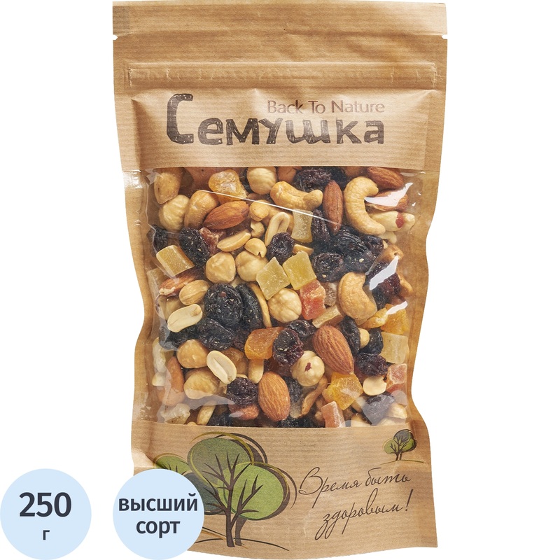 Изображение товара Коктейль Семушка сладкая смесь жареных орехов с цукатами 250 г
