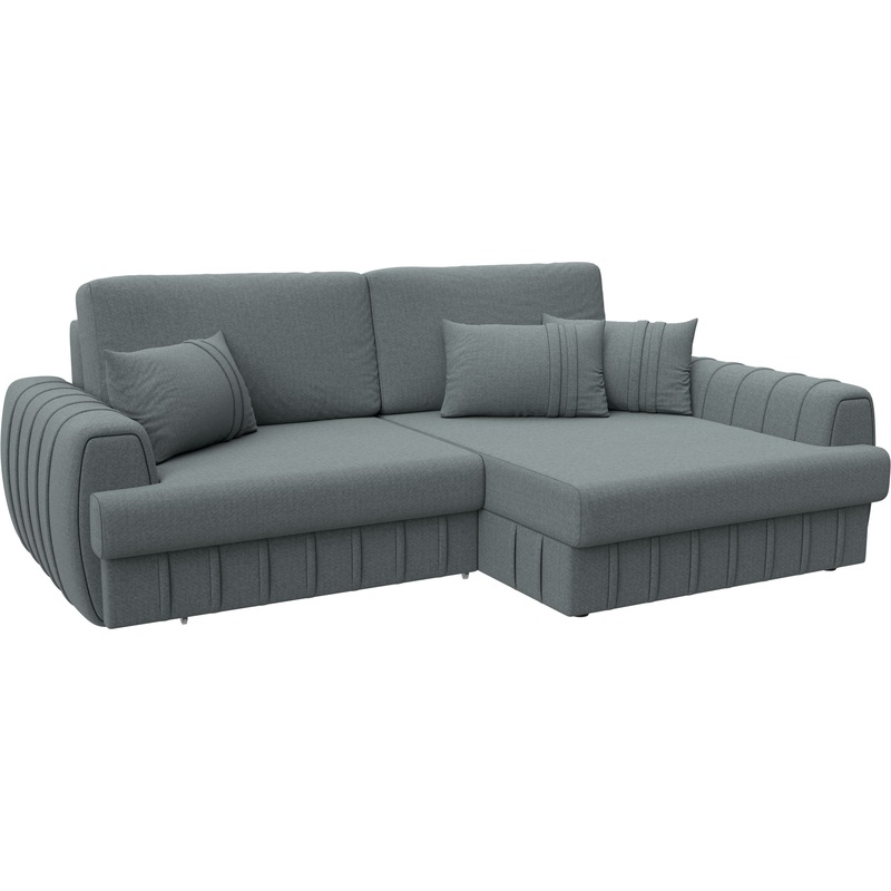 Изображение товара Диван-кровать угловой Комфорт Лига-057 НПБ серый рогожка с механизмом еврокнижка