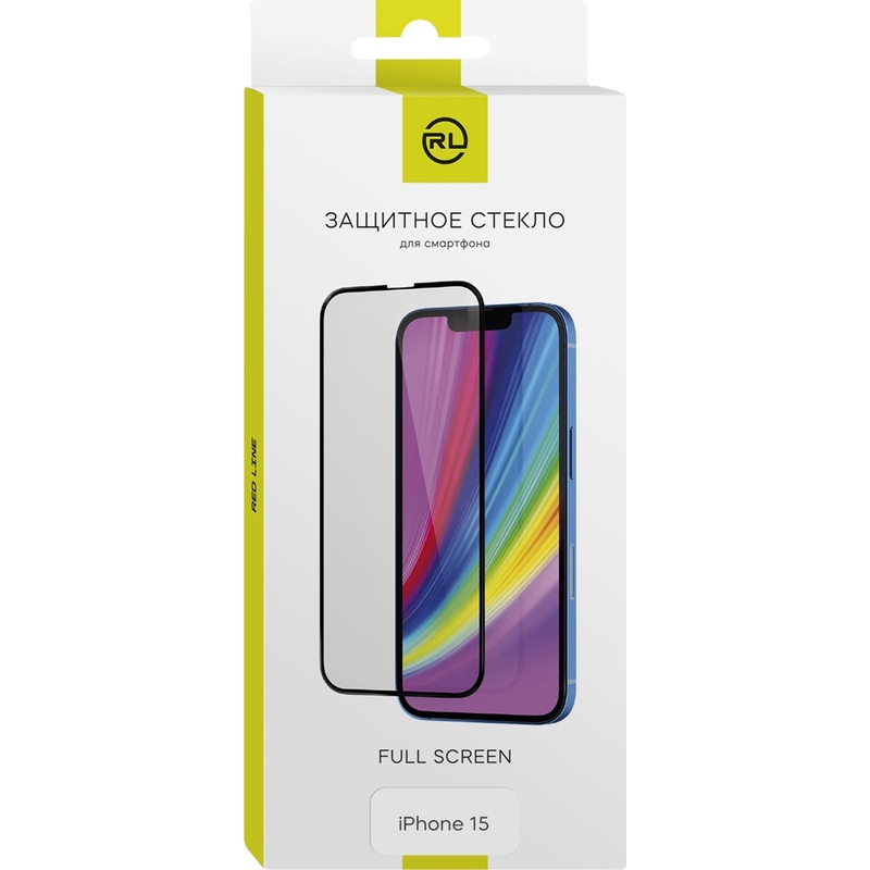 Изображение товара Защитное стекло RedLine iPhone 15 Full FULL GLUE черная рамка,на подложке