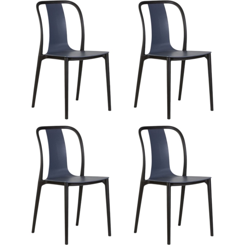 Изображение товара Стул обеденный DOBRIN ADAM чёрный/серо-голубой (полипропилен, 4 штуки в упаковке)