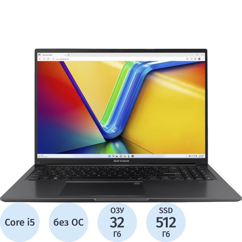 Изображение товара Ноутбук Asus VivoBook 16 X1605VA-MB1750 16" чёрный Intel Core i5 13420H/32 ГБ/SSD 512 ГБ (90NB10N3-M02630)