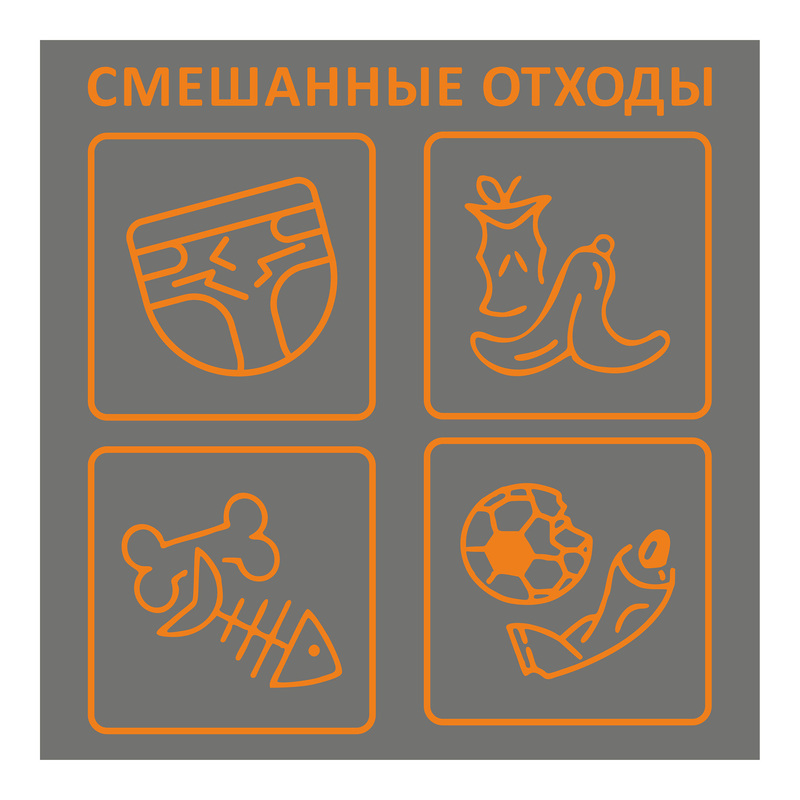 Изображение товара Наклейка на емкость для раздельного сбора мусора 20x20 см 4 шт