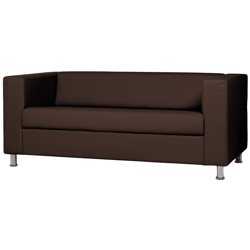 Изображение товара Диван трехместный Аполло темно-коричневый из искусственной кожи