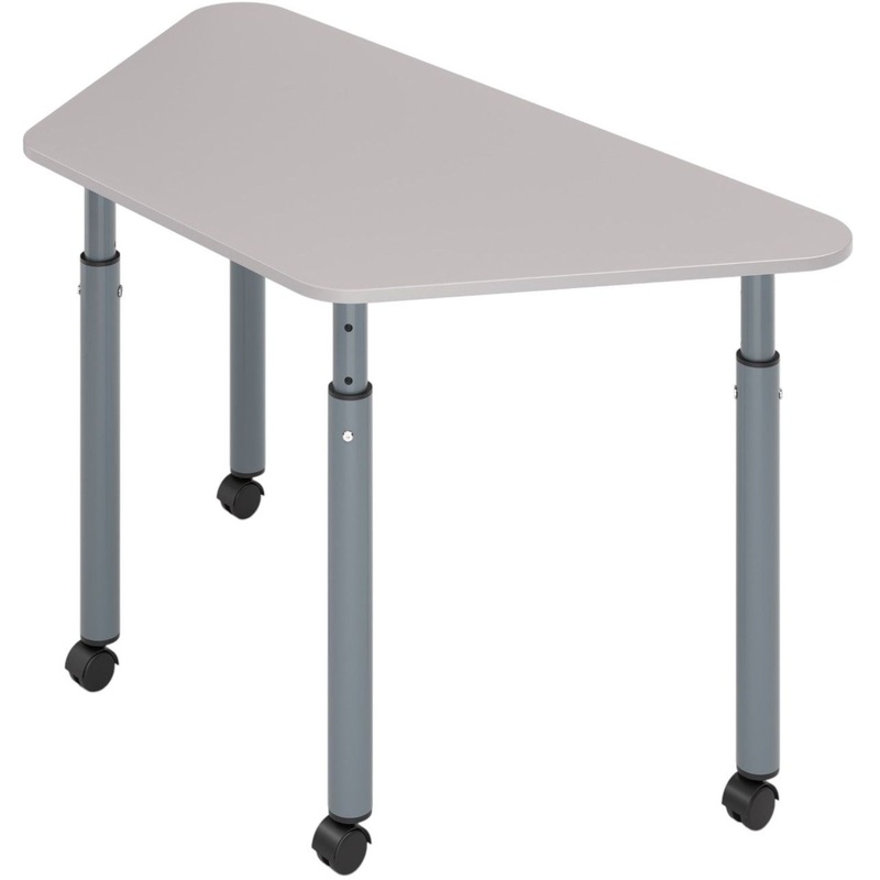 Изображение товара Учебный трапециевидный стол серый регулируемый 1200x600 мм для учебных заведений