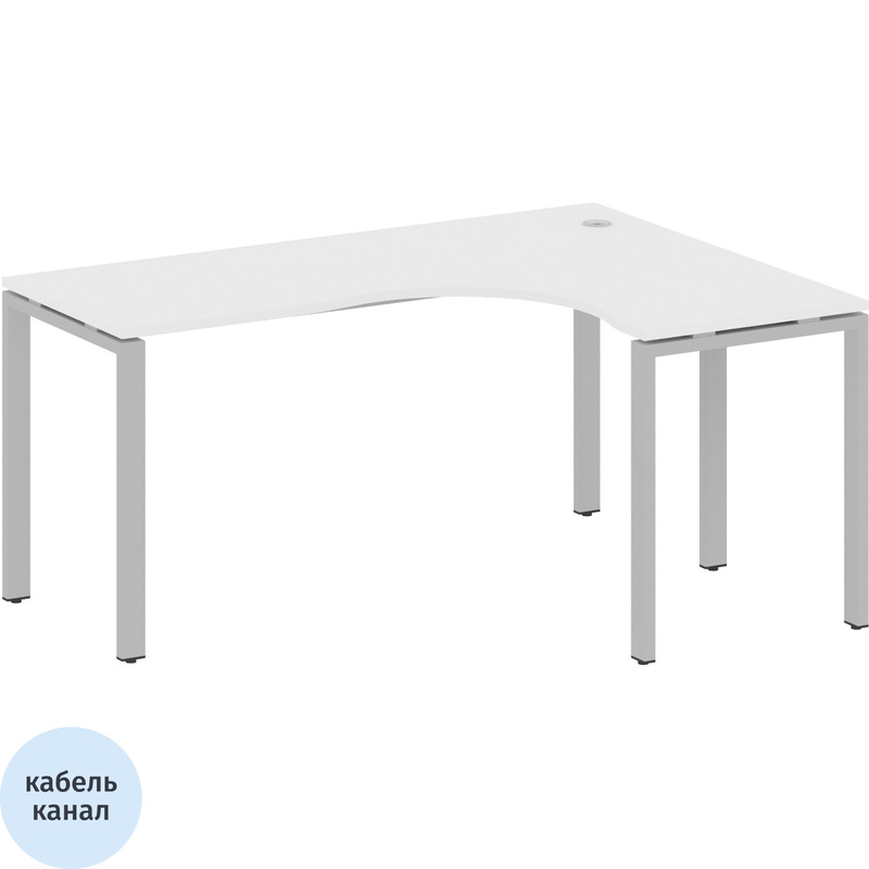 Изображение товара Эргономичный стол Metal System Style БП.СА-4 Пр правый белый серый 1600х1200х750 мм