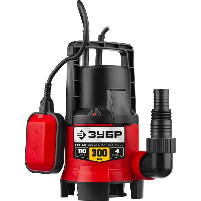 Изображение товара Насос дренажный для грязной воды Зубр НПГ-М1-300 300 Вт автоматический погружной