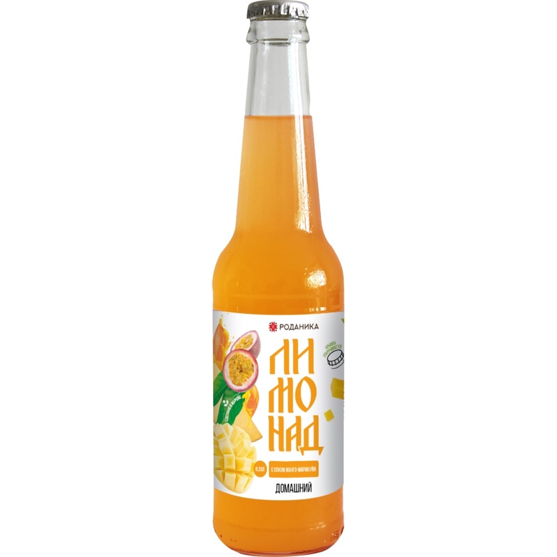 Изображение товара Лимонад газированный Роданика манго-маракуйя 0.33 л