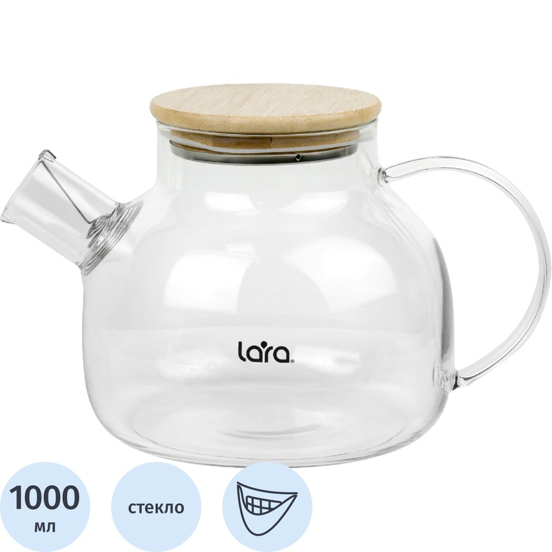Изображение товара Заварочный чайник стеклянный LARA LR06-21 1000 мл