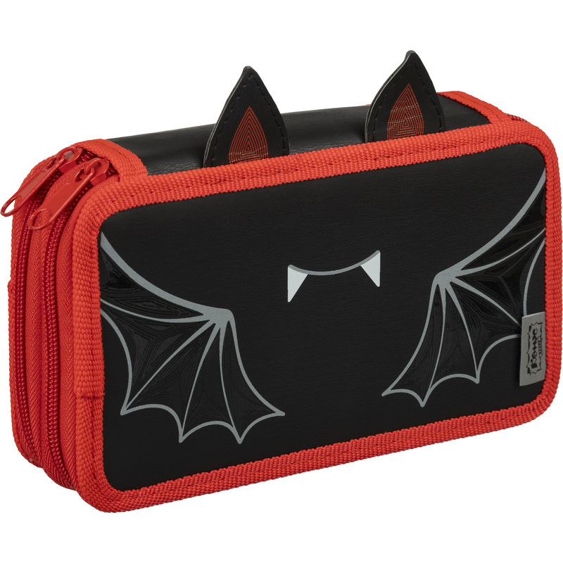 Изображение товара Стильный двухсекционный пенал Комус Класс Летучая мышь черный для школьников