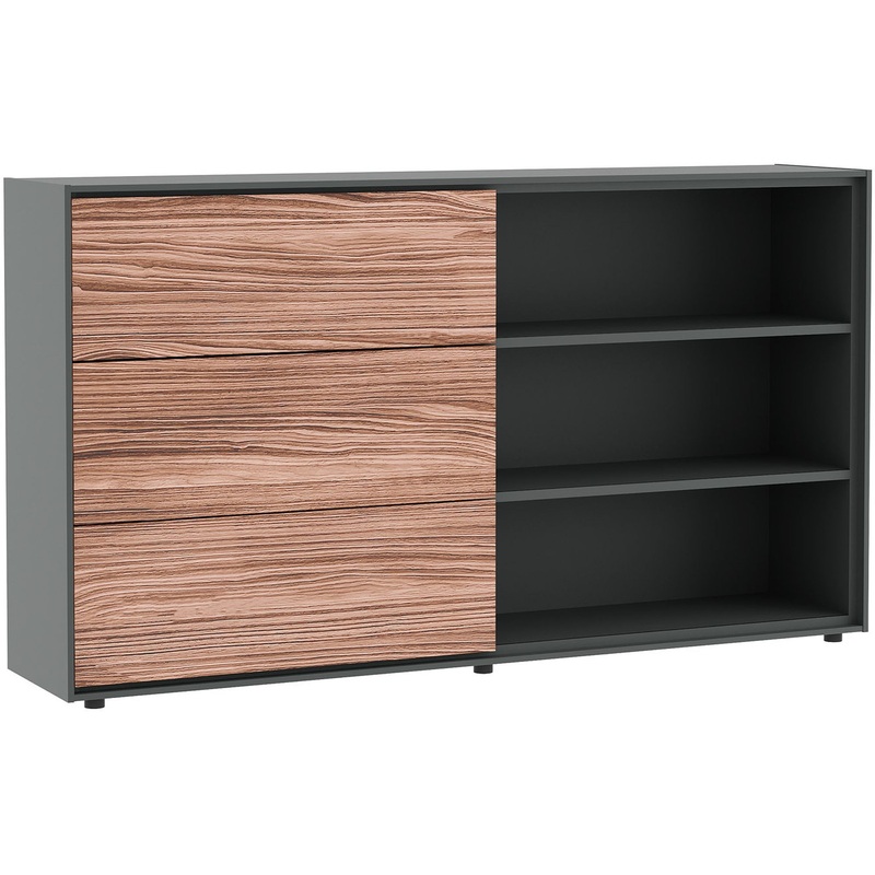 Изображение товара Шкаф для документов SS Dali средний 521 с системой раздвижных дверей орех сахара