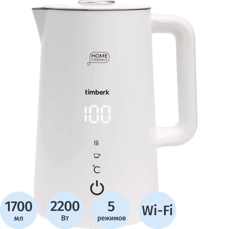 Изображение товара Электрический чайник Timberk T-EK21S103WF с управлением через приложение и функцией поддержки темпе