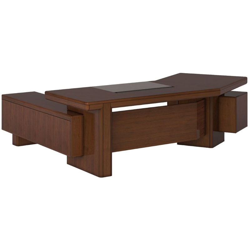 Изображение товара Стол руководителя R206 R с тумбой правый, орех 2600x2040x760 мм