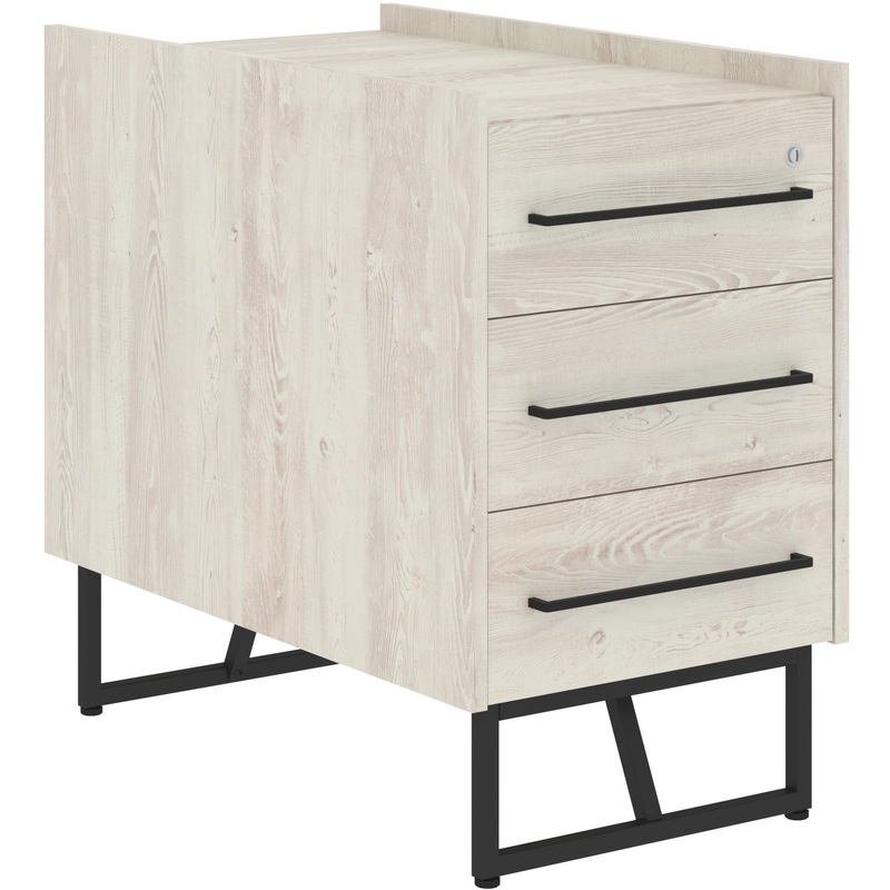 Изображение товара Тумба приставная Loftis LLC-3D.A с замком (сосна эдмонт/черный, 461х800х750 мм, 3 ящика)