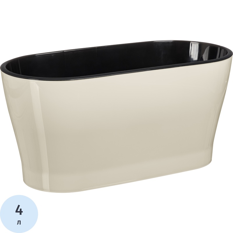 Изображение товара Горшок для цветов Idiland Lira 4л с внутренней вставкой овальный бежевый