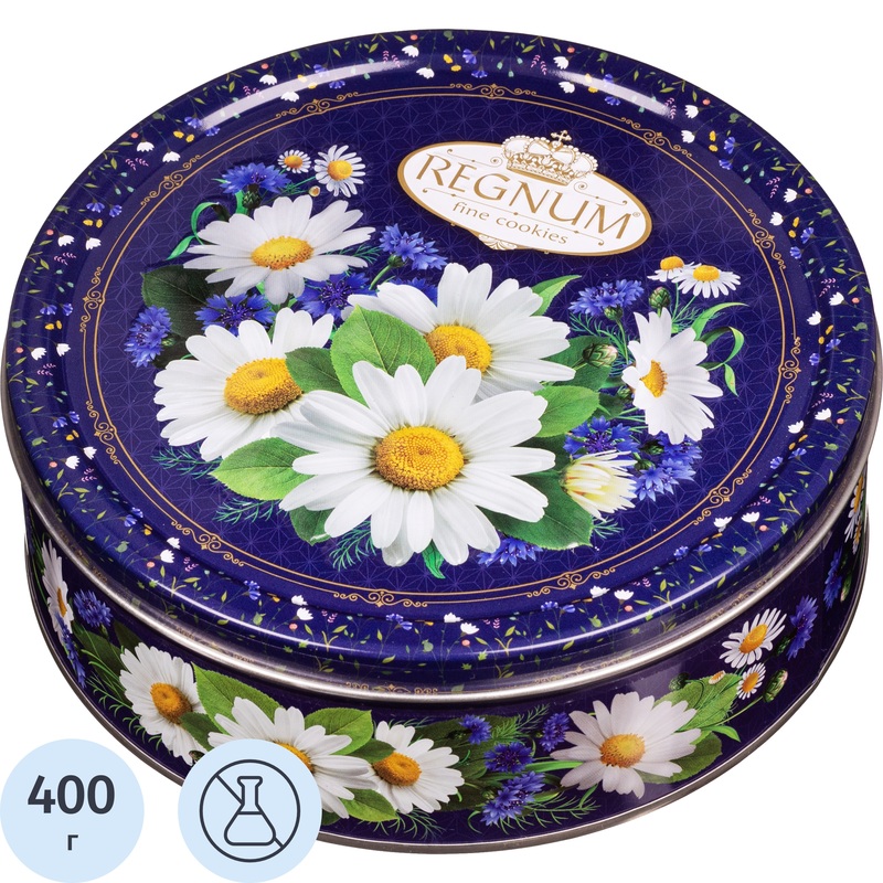 Изображение товара Печенье Regnum Ромашки ассорти 400 г — сдобное, 3 вкуса