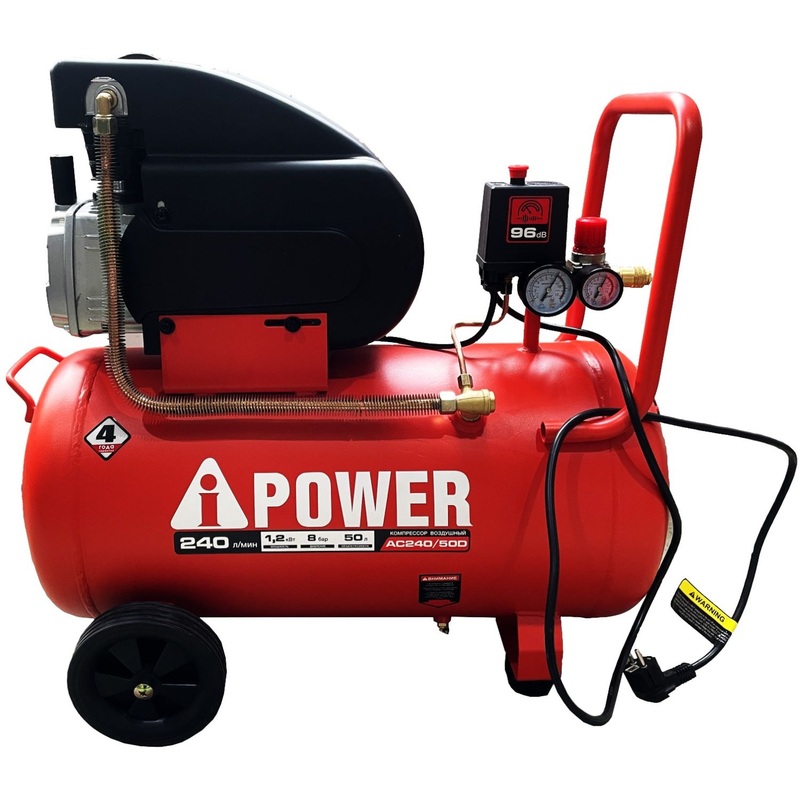 Изображение товара Поршневой масляный компрессор A-iPower AC240/50D 50 л 240 л/мин 220 В