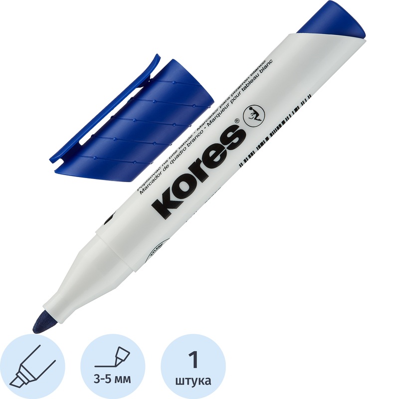Изображение товара Маркер для белых досок Kores 20853 синий с толщиной линии 3-5 мм