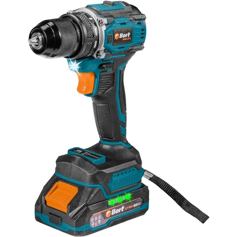 Изображение товара Дрель-шуруповёрт аккумуляторная Bort BAB-21S бесщеточная 2 АКБ x Li-ion (18 В, 2 Ач)+ЗУ в кейсе (93414912)
