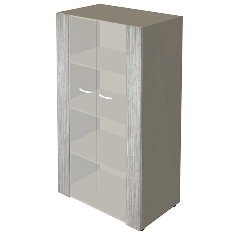 Изображение товара Шкаф для документов New.Tone Nt-43 с стеклом, дуб серебристый, 880х460х1645 мм