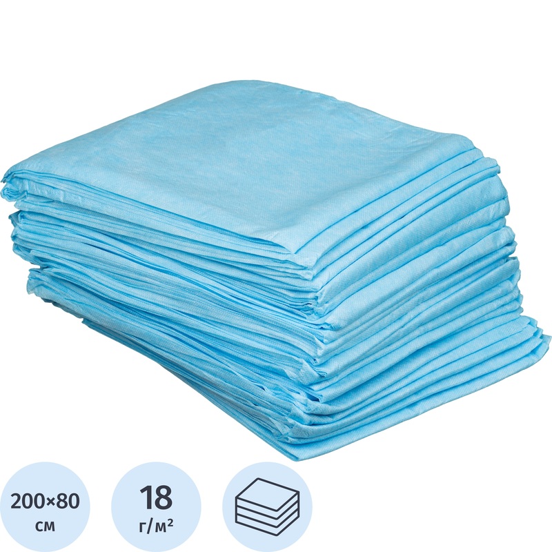 Изображение товара Одноразовая простыня Чистовье Комфорт голубая 200x80 см, 20 штук