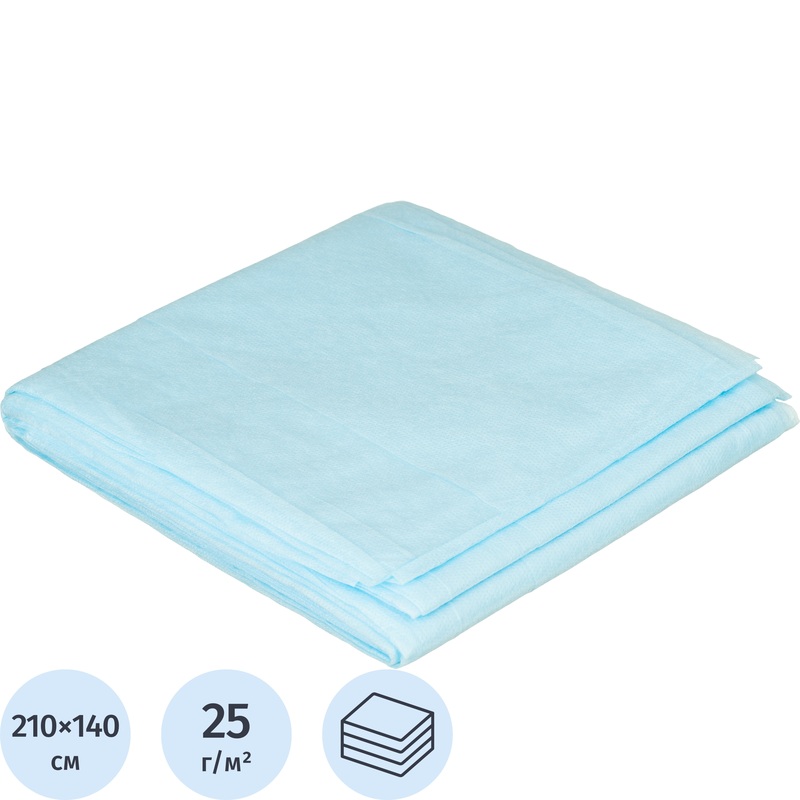 Изображение товара Одноразовая стерильная простыня Пелигрин 210x140 см голубая для медицины и салонов