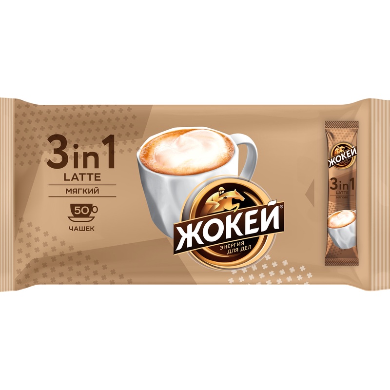 Изображение товара Кофе порционный Жокей 3 в 1 Мягкий 50 пакетиков по 12 г