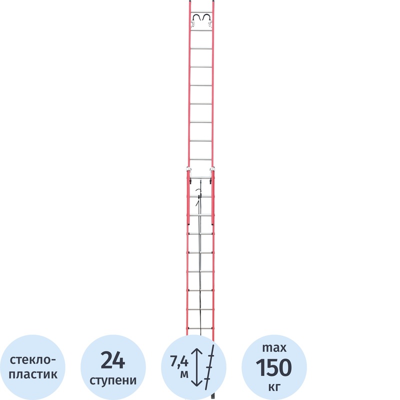 Изображение товара Лестница приставная Алюмет двухсекционная 24 ступени профессиональная алюминий стеклопластик