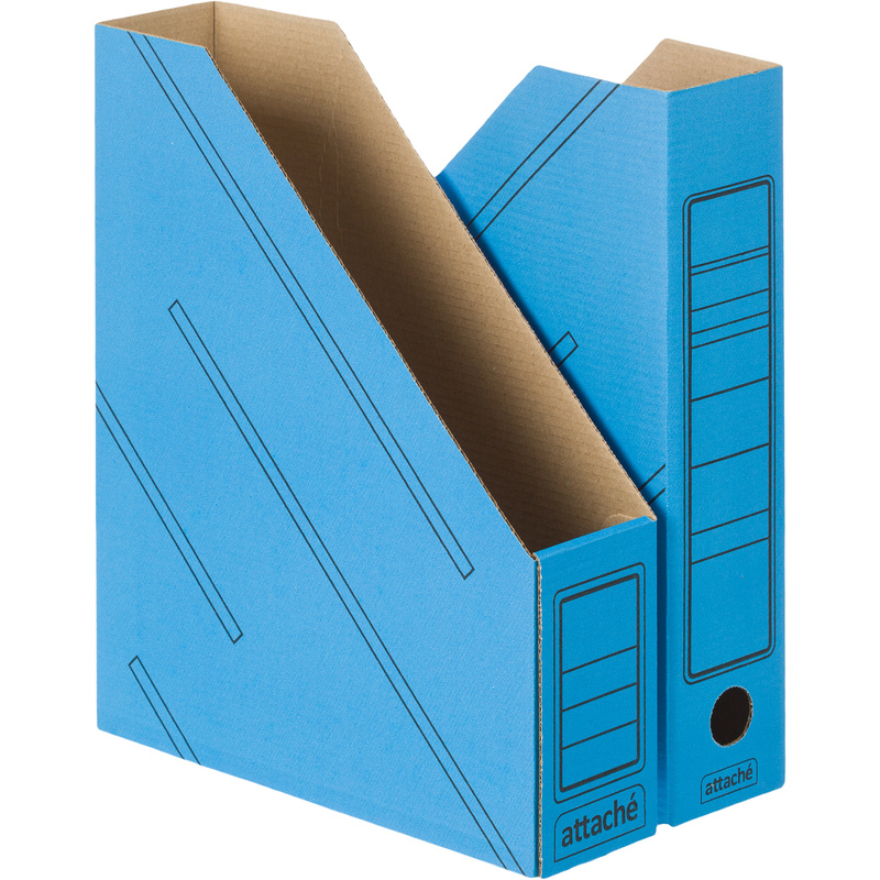 Изображение товара Вертикальный лоток для бумаг Attache 75 мм синего цвета в комплекте 2 шт