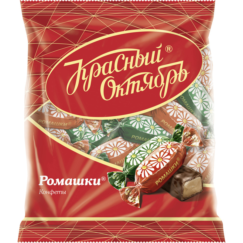 Изображение товара Конфеты шоколадные Рот Фронт Ромашки 250 г с помадной начинкой и шоколадной глазурью