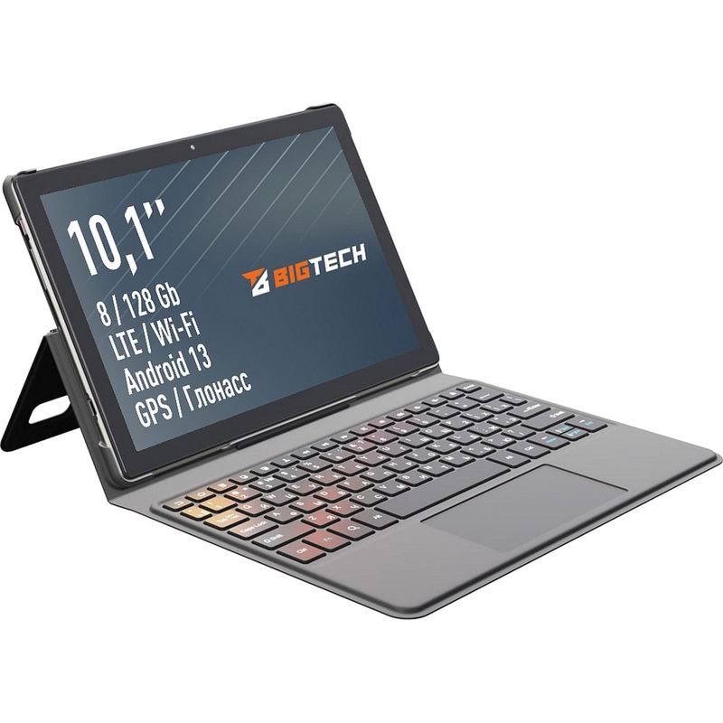 Изображение товара Планшет BigTech A2 10.1 128 ГБ с чехлом-клавиатурой фиолетово-серый