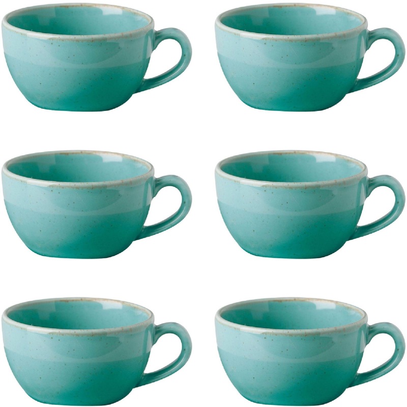 Изображение товара Фарфоровый набор чашек чайных бирюзовых Porland Seasons 6 штук 250 мл