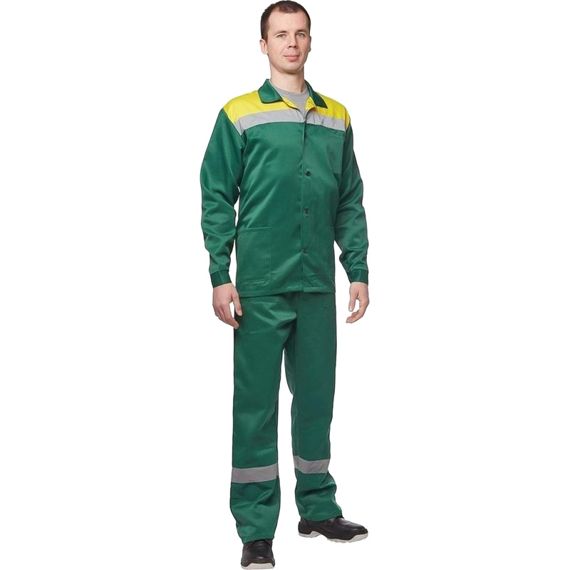 Изображение товара Костюм рабочий летний мужской л02-КБР с СОП зеленый/желтый (размер 44-46, рост 182-188)