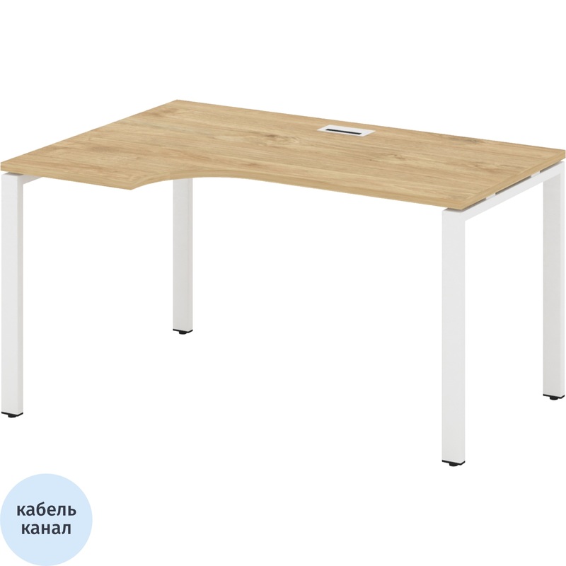 Изображение товара Стол эргономичный SN-6P.SPA-012(L) левый (тиквуд светлый/белый, 1580х700х750 мм)